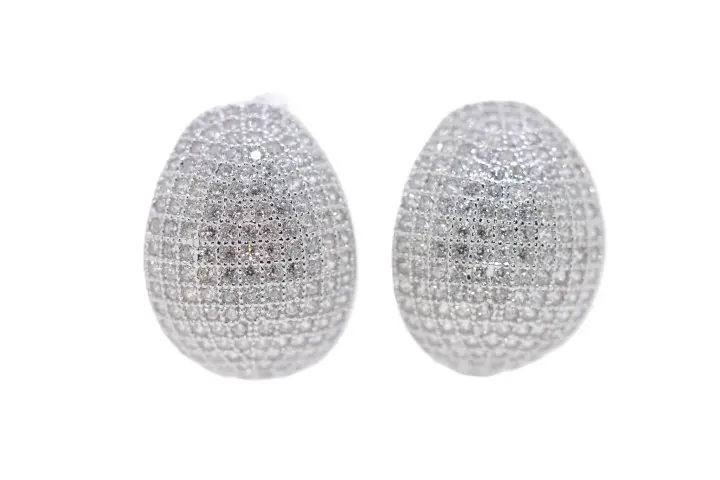Pendiente plata 925 ovalado con micropavé de circonitas 