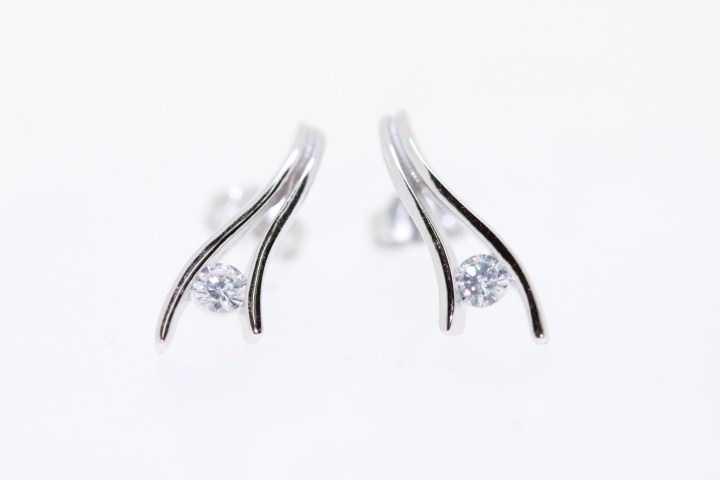 Pendiente plata rodiada cz 