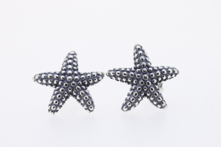 Pendiente plata ox/ant. estrella de mar 