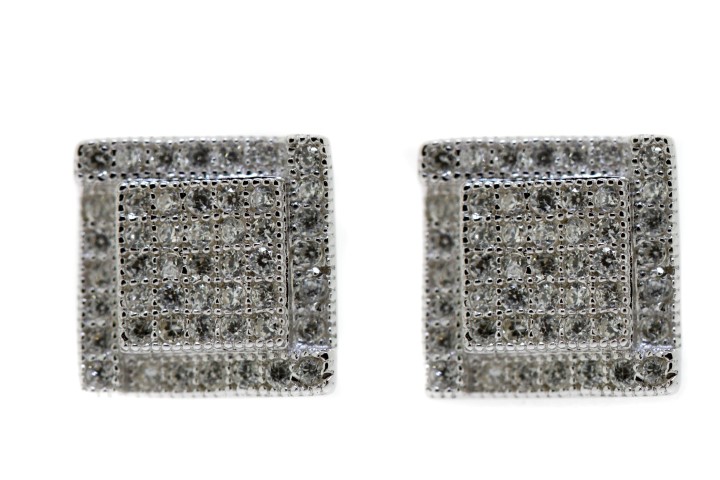 Pendiente plata rodiada cz micro-setting 