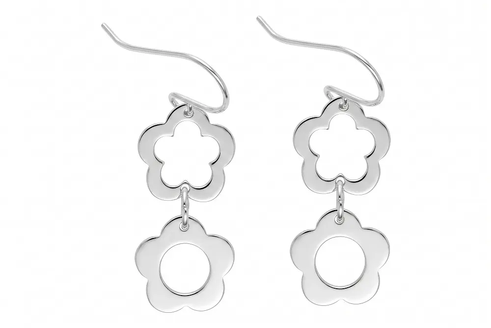 Pendiente plata lisa 925 flor 