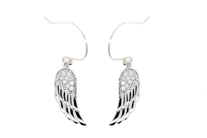 Silver 925 earring angel wings cz