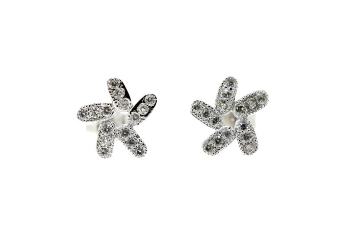 Silver 925 earring flower cz