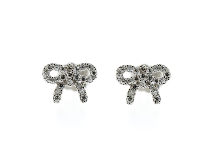 [065080001ZBL] Silver 925 earring gift bow cz