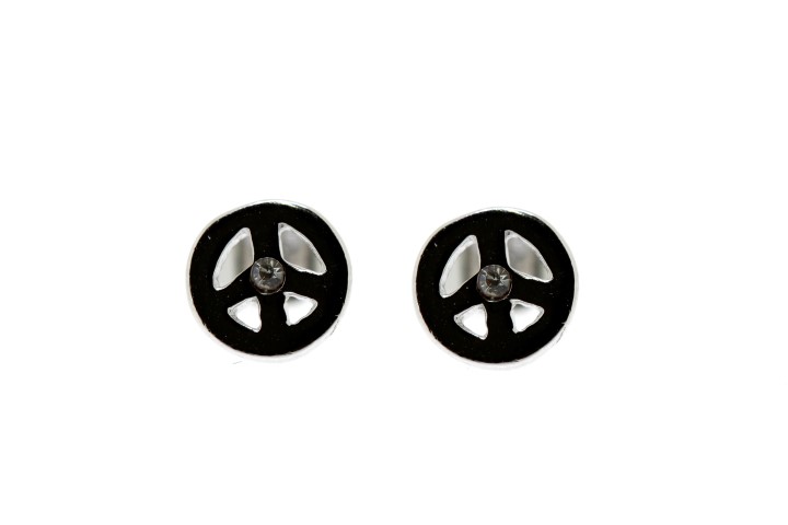 [065150001ZBL] Silver 925 earring peace symbol cz