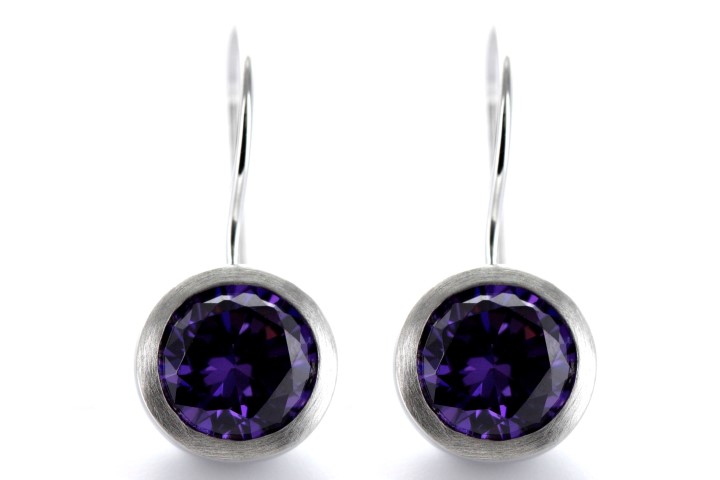 Pendiente plata 925 satinado con zirconita 