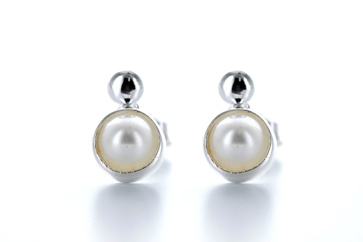 Pendiente plata 925 perla 6mm 