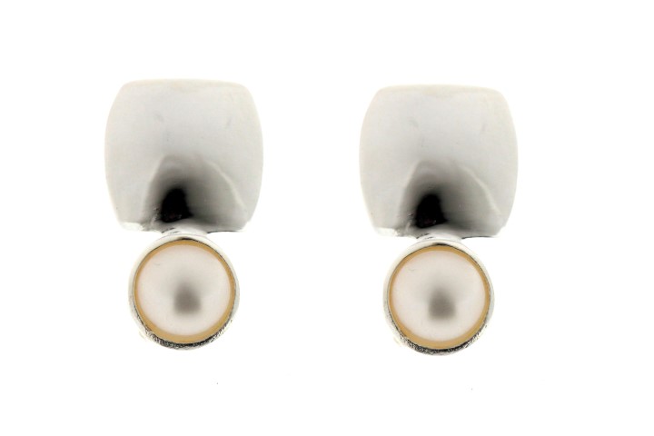 Pendiente plata 925 perla 6mm 