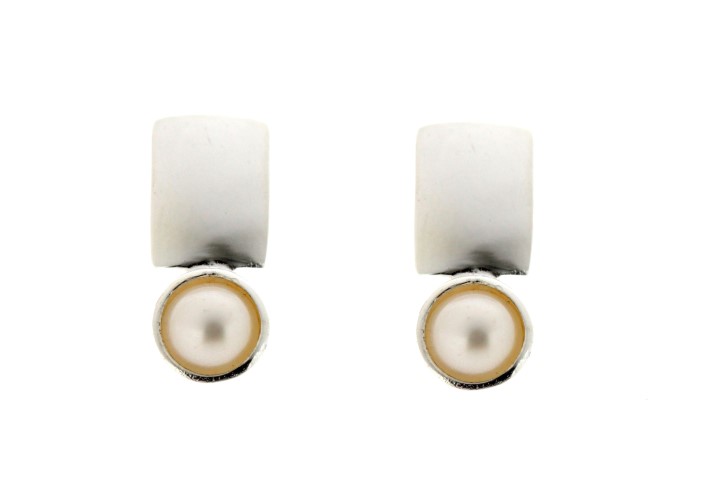 Pendiente plata 925 perla 6mm 