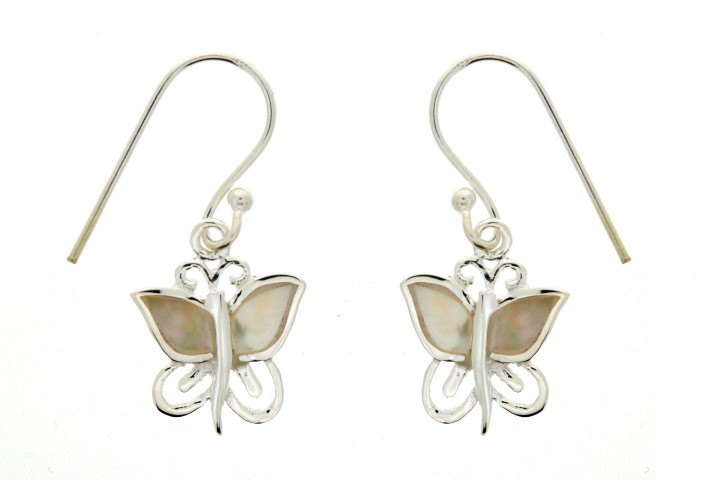 Silver 925 mop earring butterfly