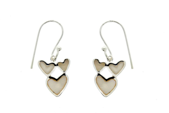 Pendiente plata 925 tres corazones 