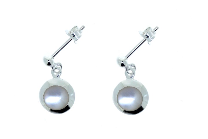 Silver 925 mop earring round
