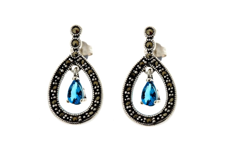 Pendiente plata 925 marquesita 