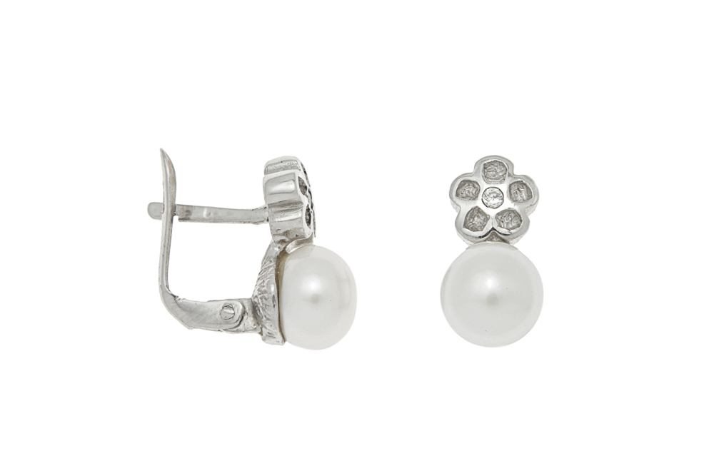 Silver 925 pearl cz earring