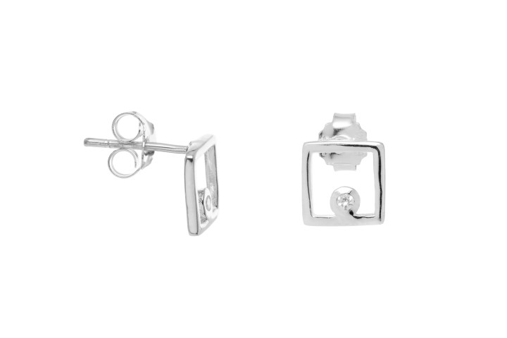 Silver 925 cz square earring