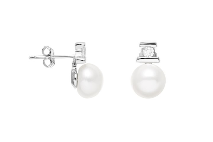 Silver 925 pearl & cz earring