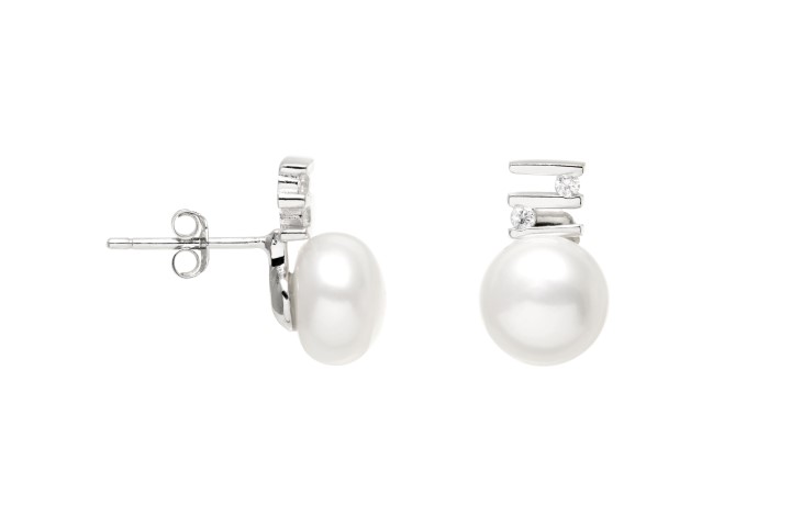 Silver 925 pearl & cz earring