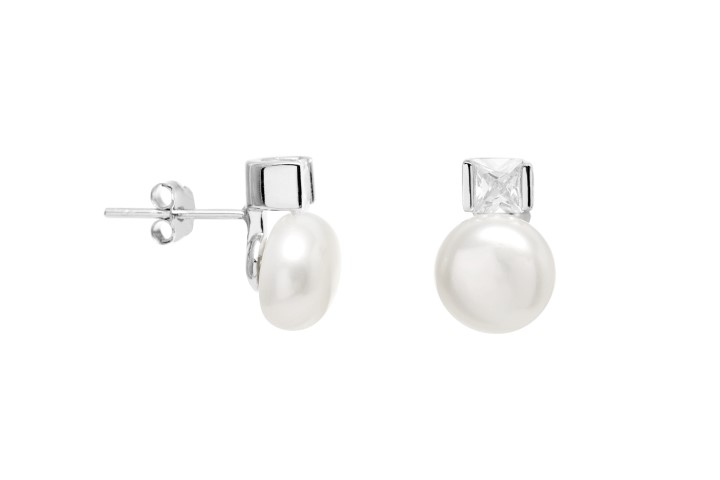 Silver 925 pearl & cz earring