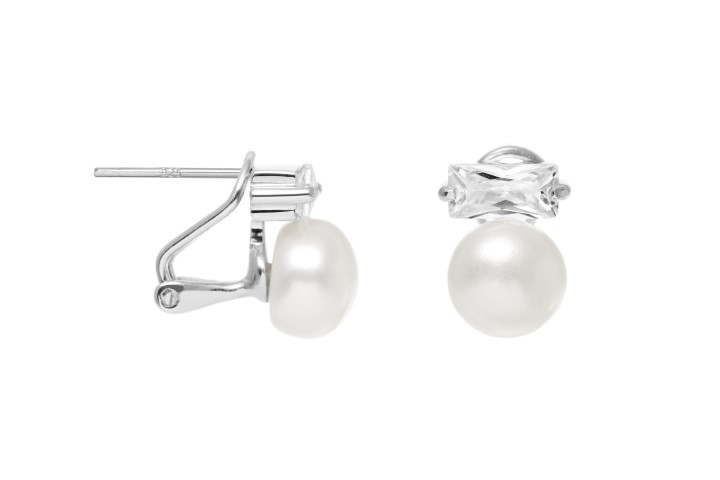 Silver 925 pearl & cz earring