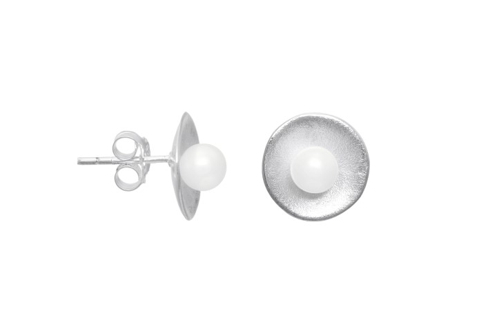 Silver 925 earring circle with fresh water pearl