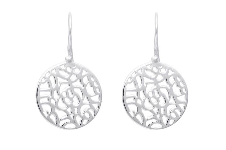 Silver 925 earring circle with pattern