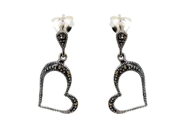 Silver 925 earring marcasite heart