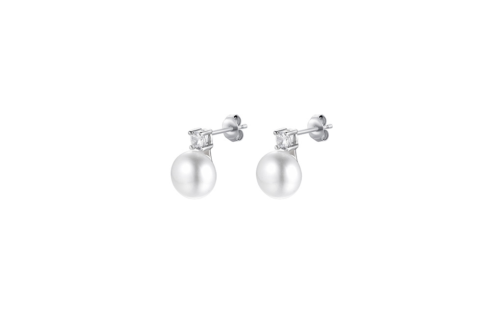 Silver 925 fresh water pearl with cz earring