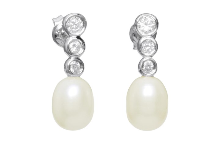 Silver 925 pearl cz earring