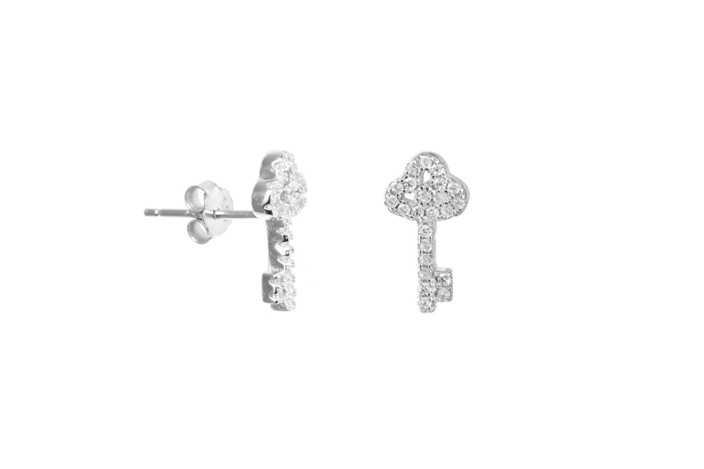 Silver 925 key earring cz