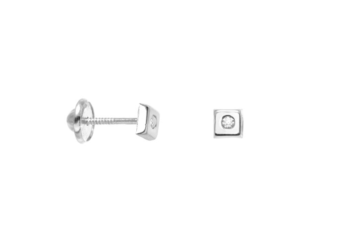 Silver 925 squared baby cz earring