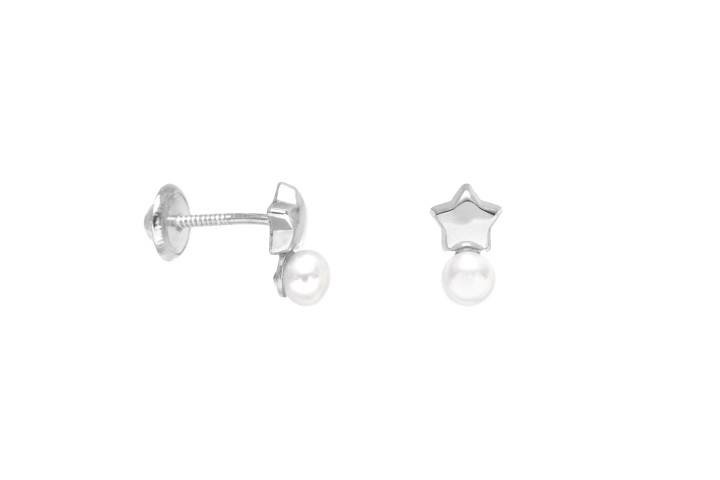 Silver 925 star & pearl baby earring