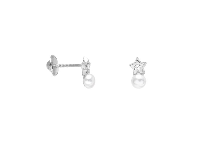 Silver 925 baby pearl & cz earring