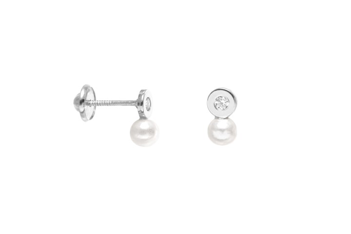 Silver 925 baby pearl & cz earring