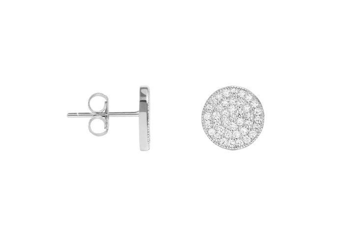 Pendiente plata 925 redondo zirconita 
