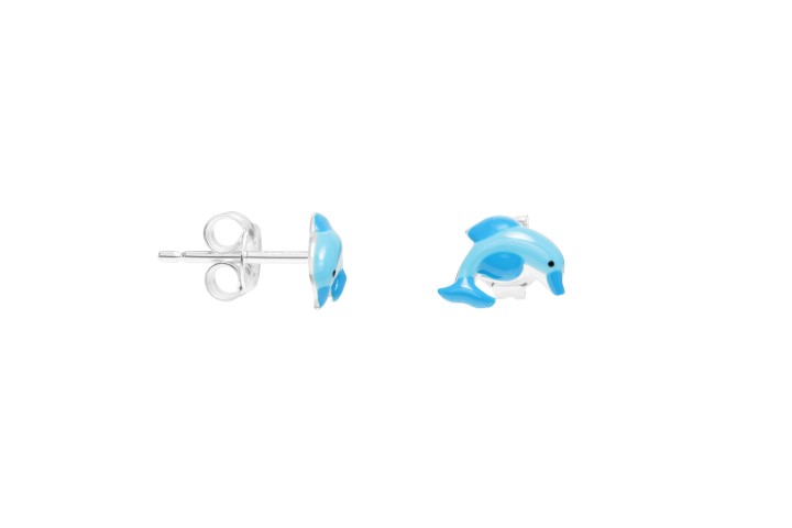 [097550000CEL] Silver 925 enamel dolphin earring