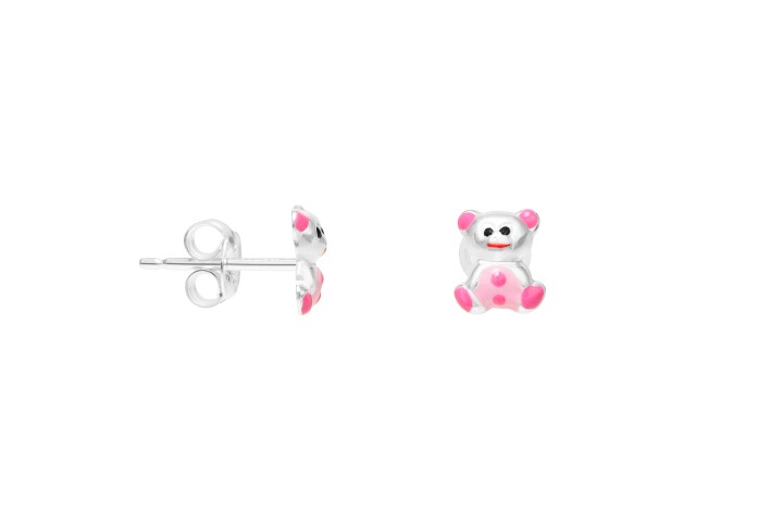 Silver 925 enamel bear earring