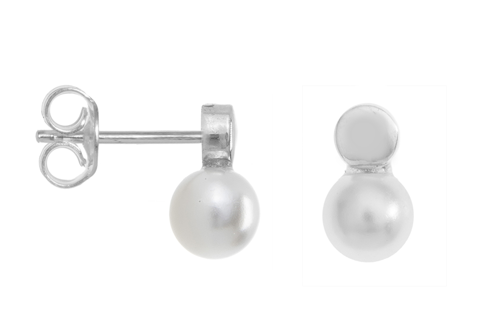 [097910001PBL] Silver earring fresh water pearl