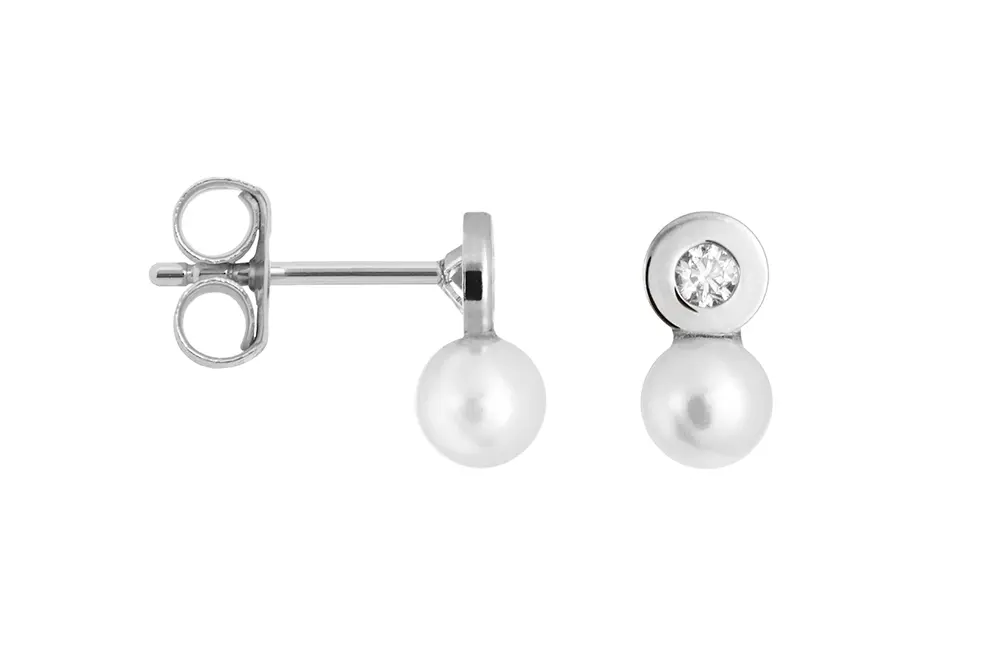 Silver 925 baby pearl & cz earring