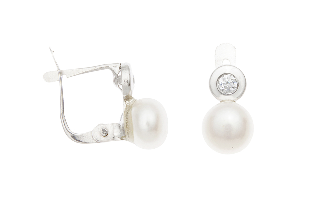 Silver 925 baby pearl & cz earring