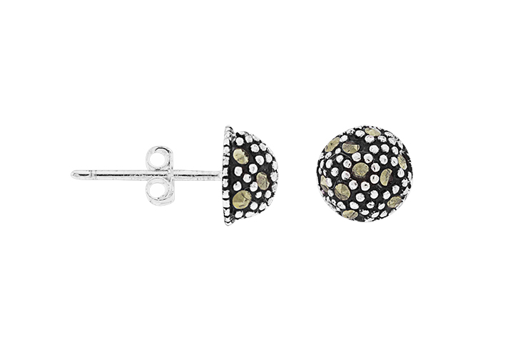 [102090006MAR] Pendiente plata 925  marquesita media bola 