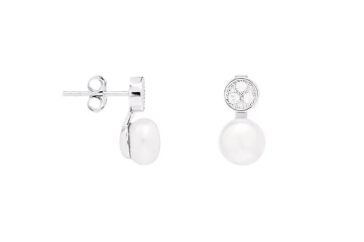 Silver 925 pearl & cz earring