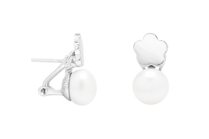 Silver omega clip earring  fresh water  pearl