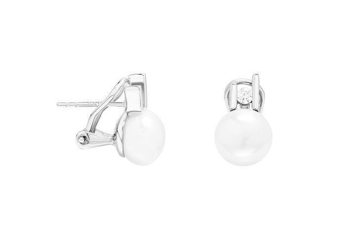 Sterling silver pearl & cz earring
