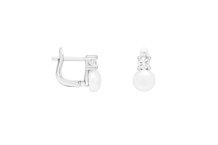 Silver 925 pearl & cz earring