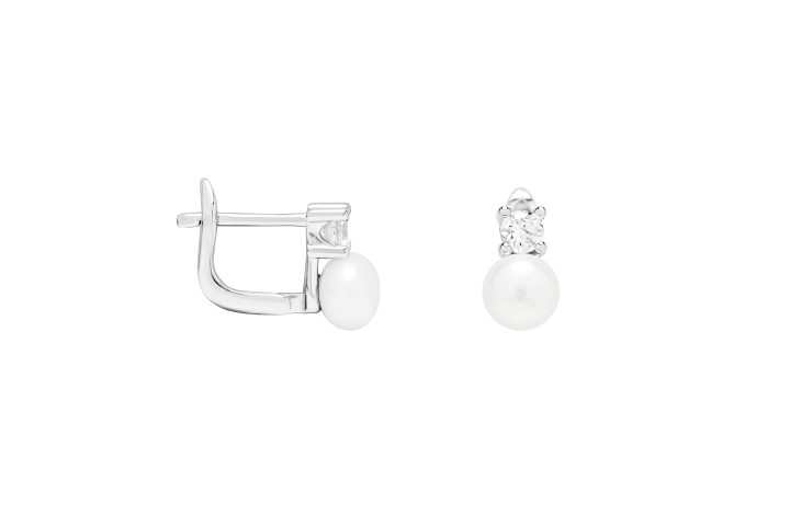 Silver 925 pearl & cz earring