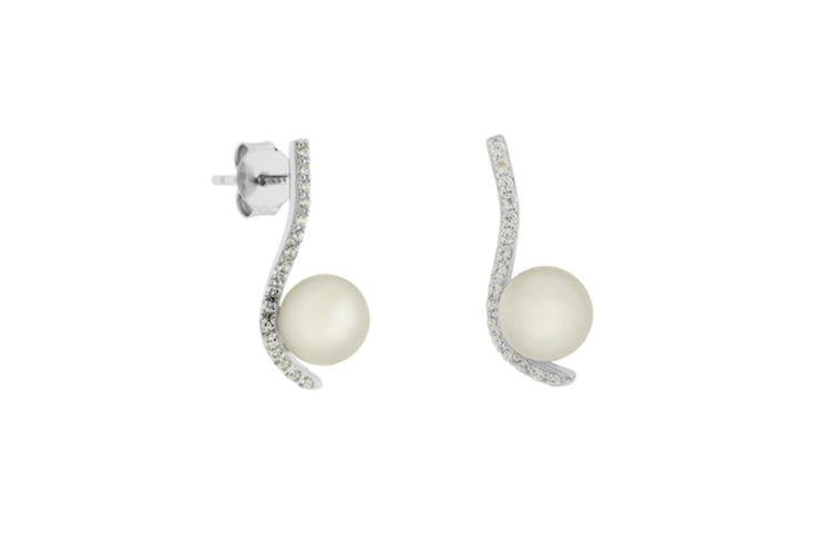 Silver 925 cz & pearl earring