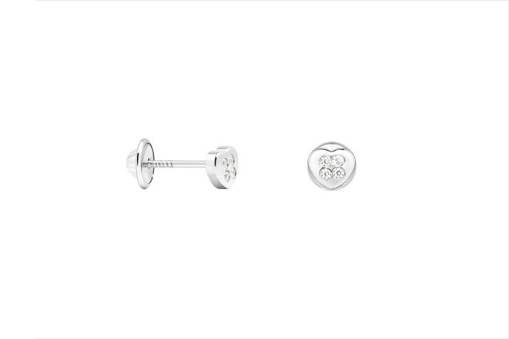 [110740001ZBL] Pendiente plata 925 corazon cz perla c. rosca 