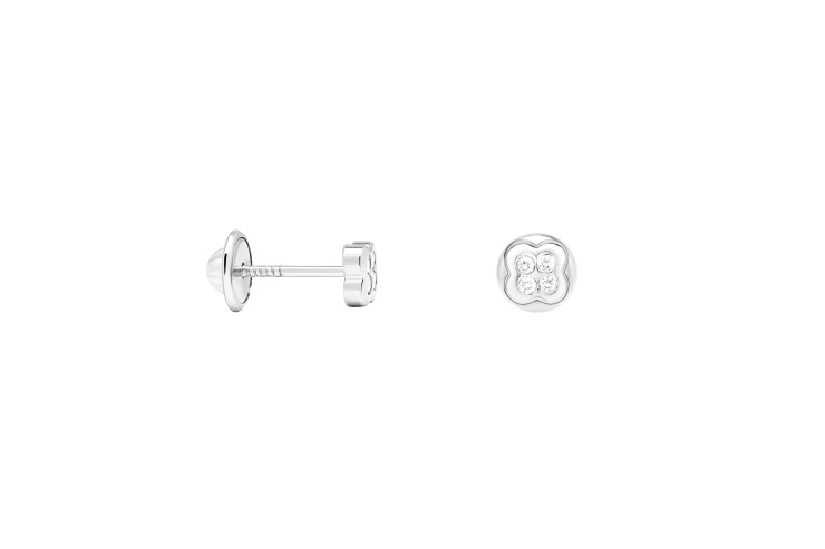 Pendiente plata 925 flor cz cierre de rosca 