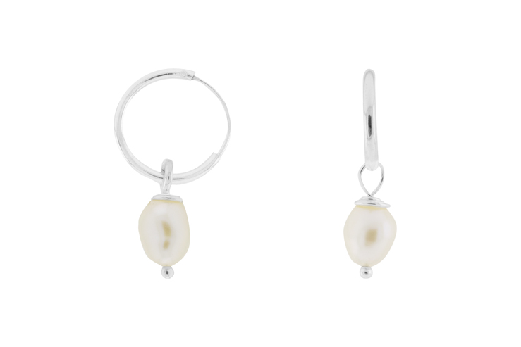 Pendiente plata 925 aro perla lagrima 