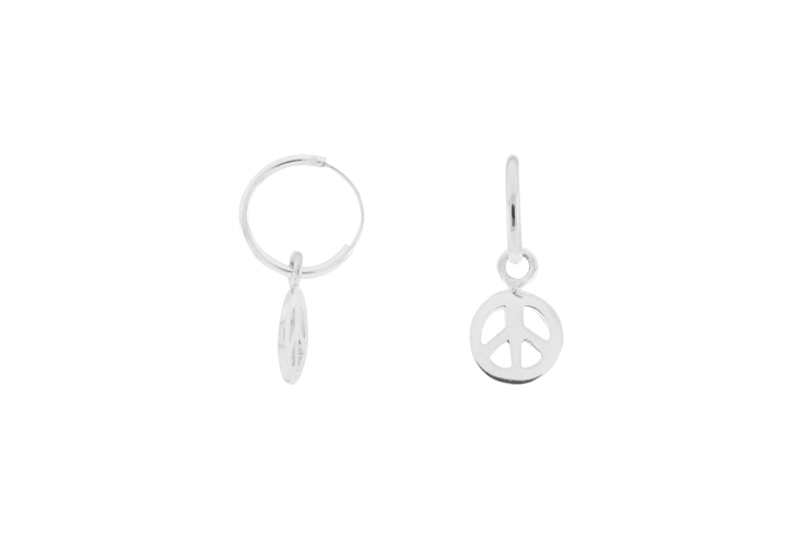 Pendiente plata 925 simbolo paz aro 